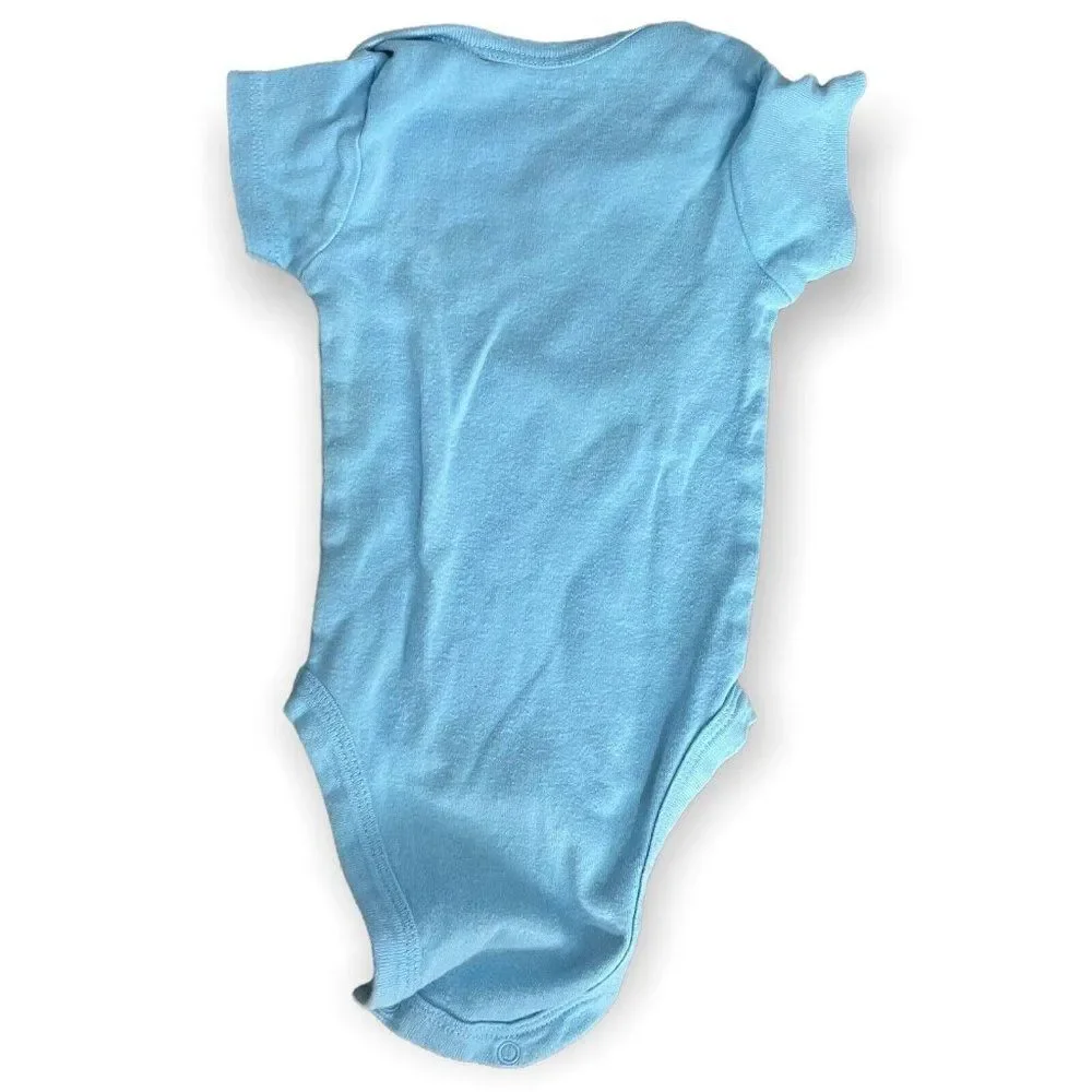 Gerber Baby Boy Blue Bodysuit One Piece Short Sleeve Size 0-3 Months Animals Top